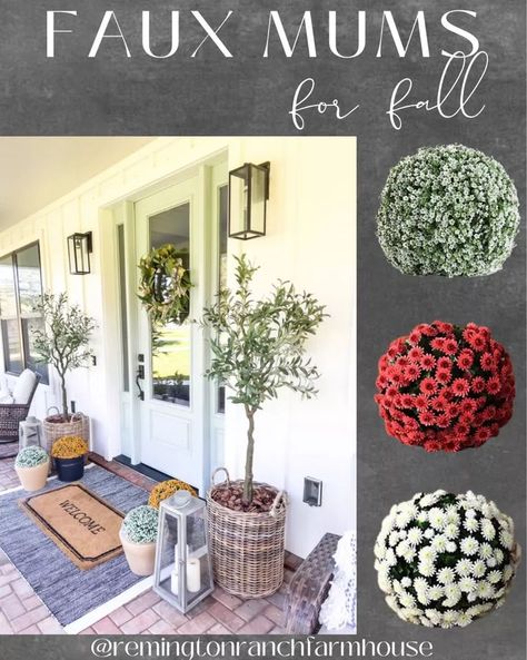 Faux Mums, Fall Greenery, Fall Mums, Fall Home, Autumn Home, Fall Home Decor, Porch Decorating, Front Porch, Fall Decor