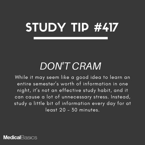 Don't cram. #studytip #study #medicine #medschool #nurses #nursingschool #medstudent #medstudentlife #college Notes Hacks, Study Medicine, Study Buddy, Best Study Tips, Making A Vision Board, Study Techniques, Nursing Tips, Med Student, Study Habits