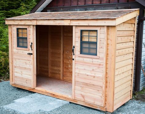 SpaceSaver 12x4 with Sliding Doors - OLT Outdoor Kitchen Shed, Kitchen Shed, Western Red Cedar Cladding, Cedar Shingle Roof, Cedar Walls, Cedar Roof, Roofing Options, Cedar Cladding, Barn Style Doors