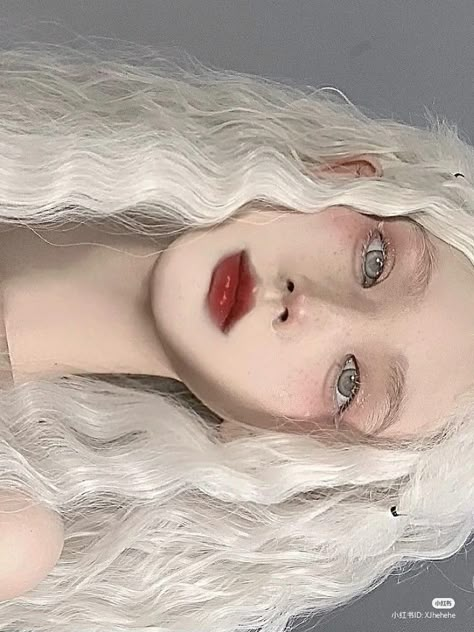 Albino Girl, Oc Face Claims, Long White Hair, Oc Face, Ethereal Makeup, Human Poses Reference, Pink Eyes, Photo Series, Makeup Designs