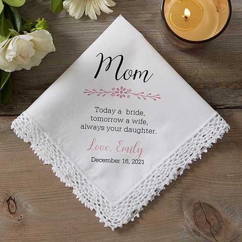 Personalized Handkerchief Wedding, Personalized Handkerchiefs, Personalized Wedding Decor, Wedding Handkerchief, Happy Tears, Wedding Keepsakes, Groom Gift, Wedding Date, Father Of The Bride