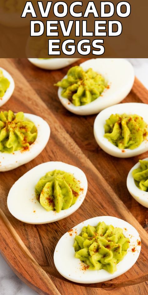 Ditch boring deviled eggs! This creamy, zesty avocado deviled eggs recipe is super easy and seriously delicious. Perfect for parties, picnics, or anytime you're craving a healthy and satisfying appetizer. #avocado #deviledeggs #easyrecipe #partyfood #healthysnack #appetizer Deviled Eggs With Avocado, Cajun Appetizers, Avocado Deviled Eggs Recipe, Eggs With Avocado, Healthy Deviled Eggs, Devilled Eggs Recipe Best, Impressive Appetizers, Avocado Deviled Eggs, Avocado Recipe