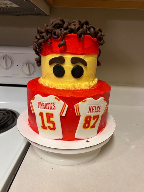 Patrick Mahomes Birthday Party, Patrick Mahomes Cake, Mahomes Cake, Kansas City Chiefs Cake, Chiefs Party, Super Bowl Cake, Nfl Cake, Superbowl Cake, 18th Birthday Cake