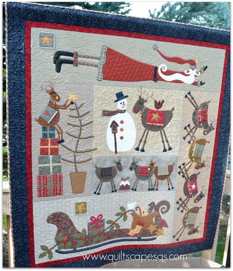 .Quiltscapes.: Blogger's Quilt Festival Fall-2014 Deer Quilt, Anni Downs, Christmas Table Toppers, Christmas Quilt Blocks, Quilt Stories, Christmas Patchwork, Christmas Wall Hangings, Miniature Quilts, Holiday Quilts