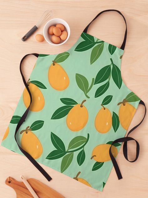 Mango can be cute also! Fruit Accessories, Apron Ideas, Kinds Of Fruits, Food Illustration Art, Embroidery Design Download, Dirty Work, Painting Inspo, Cute Kitchen, Cute Fruit