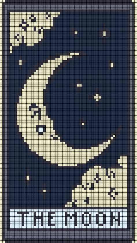 Alpha pattern #76366 variation #211815 | BraceletBook Alpha Pattern Tarot Card, Crochet Tapestry Pattern Moon, Cross Stitch Tarot Pattern, Tarot Card Crochet Pattern, Pixel Art Pattern Witchy, Astrology Pixel Art, Tarot Card Tapestry Crochet, Witchy Pixel Art Pattern, Moon Phases Knitting Pattern