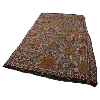 Hand woven area rug. Vintage carpets are produced of 30 - 70 years old and traditional hand knotted Turkish carpets. | Red Area Rug - Bungalow Rose Rectangle Myren Rectangle 5'3" X 9' Wool Indoor / Outdoor Area Rug Wool in Red, Size 109.0 H x 63.0 W x 1.0 D in | Wayfair Flatweave Area Rug, Woven Area Rug, Cotton Area Rug, Gold Rug, Wool Handmade, Black Area Rugs, Red Area Rug, Handmade Area Rugs, Outdoor Area Rug