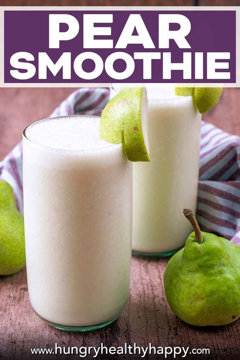 This pear smoothie is a delicious way to start your day and a great way to use up pears when they are in season. A refreshing creamy smoothie, with a little bit of zingy from some ginger. Just 5 ingredients and a couple of minutes to make it. Pear Smoothie Recipes, Cottage Cheese Smoothie, Smoothie Bowl Recipe Healthy, Juice Smoothies Recipes, Smoothie Bowl Healthy, Homemade Food Gifts, Nut Free Recipes, Creamy Smoothies, Pear Smoothie