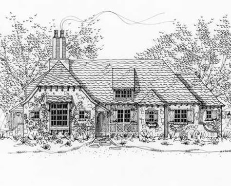 Storybook House Plans, Storybook Tudor, French Country Home Plans, Storybook Cottage House Plans, Fantasy Dwellings, Storybook Castle, Country Home Plans, Classic Houses, House Sketches