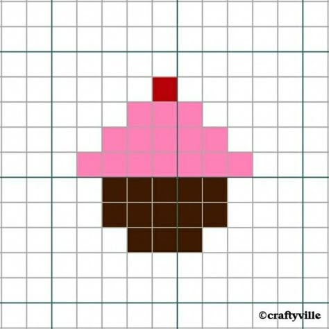 Mini Pixel Art, Pixel Art Animals, Cupcake Cross, Knit Chart, Duplicate Stitch, Easy Perler Beads Ideas, Tiny Cross Stitch, Easy Pixel Art, Perler Bead Templates