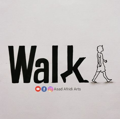 Walk Typography, Typographic Animation, Walk Logo, Expressive Type, Walker Logo, Walking Street, Extra Mile, Typography Logo, Type Design