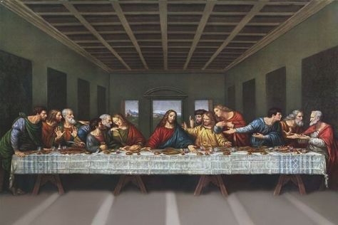 The Last Supper by Leonardo Da Vinci Last Supper Painting, The Last Supper Painting, Jesus Last Supper, Unleavened Bread, The Last Supper, Religious Paintings, Soyut Sanat Tabloları, Eucharist, Paintings I Love