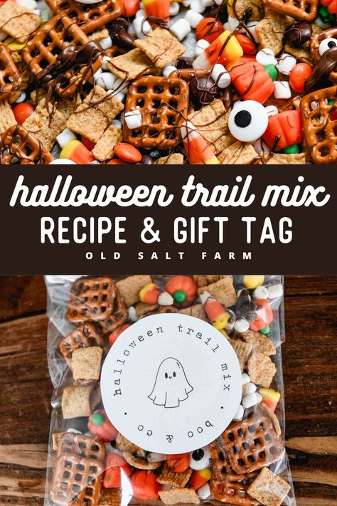 Halloween Trail Mix Halloween Trail Mix Recipe For Kids, Halloween Trail Mix Recipe, Halloween Trail Mix, Trail Mix Recipe, Recipe Gift, Halloween School Treats, Trail Mix Recipes, Christmas Morning Breakfast, Halloween Treats Easy