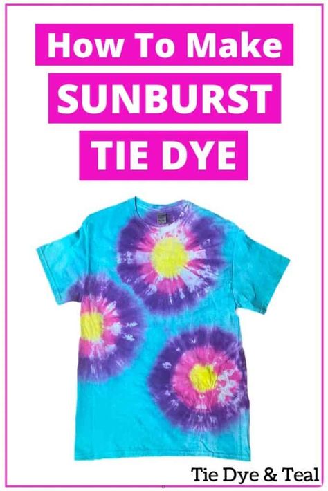 Sunburst Tie Dye, Flower Tie Dye Pattern, Tie Dye Designs Pattern, Cool Tie Dye Patterns, Tie Dye Tips, Tye Dye Patterns, Dyed Tips, Dye Flowers, Tie Dye Patterns Diy