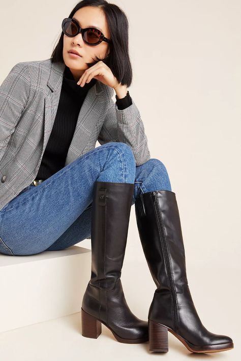 Sarto by Franco Sarto Kendra Tall Boots | Anthropologie Tall Black Boots Outfit, Franco Sarto Boots, Knee Boots Outfit, Tall Riding Boots, Black Boots Tall, Italian Shoes, Franco Sarto, Boots Outfit, Tall Boots