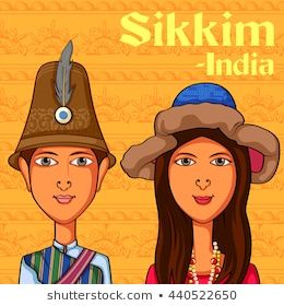 Sikkim Culture Art, Sikkim Traditional Dress, Culture Of Sikkim Drawing, Indian Face Painting, Marriage Images, Couple Vector, Art Room Posters, Indian City, Indian Traditional Paintings