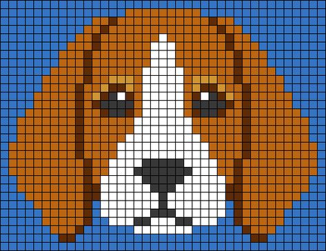 Dog Knitting Chart, Dog Alpha Pattern, Knitting Charts Animal, Pixel Art Dog, Dog Pixel Art, Cross Stitch Dog, Dog Cross Stitch Pattern, Graph Crochet, Baby Boy Knitting Patterns