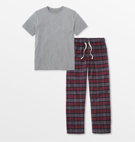 Kick back and relax in our super soft checked Flannel Pyjama Bottoms and Crew T-shirt. Designed for chilled-out, cosy evenings and the comfiest night's sleep. Made from Organic Cotton and produced in our certified carbon-neutral facilities. Design your own pyjama set by choosing from the options below. Teen Boy Pajamas, Male Pjs Outfit, Men’s Pjs, Pyjamas Aesthetic Men, Guy Pjs, Guys Pajamas, Male Pajamas Aesthetic, Mens Pajamas Aesthetic, Men’s Pajamas