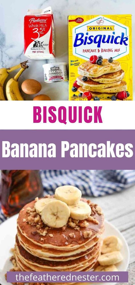 Bisquick Banana Pancakes, Bisquick Pancake Recipe, Biscuit Dough Recipes, Gluten Free Brunch Recipes, Bisquick Pancakes, Make Ahead Brunch Recipes, Recipe Inspirations, Healthy Brunch Recipes, Bisquick Recipes