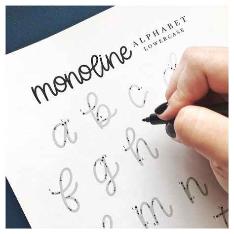 ALL THINGS LU CALLIGRAPHY on Instagram: “Are you on THE list? The April freebie just went out — the “Monoline Lowercase Alphabet” + practice sheet! 🙌🏼 . If you aren’t on my email…” Monoline Lettering, Alphabet Practice Sheets, Brush Lettering Worksheet, Lettering Worksheets, Hand Lettering Practice Sheets, Brush Lettering Practice, Hand Lettering Worksheet, Learn Hand Lettering, Lettering Guide