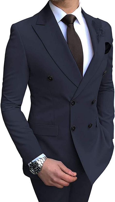 Zeattall Men's Suit 2 Pieces Slim Fit Double-Breasted Blazer Wedding Groom Tuxedos(48 Regular,Coffee) at Amazon Men’s Clothing store Tuxedos For Wedding, Wedding Blazer, Wedding Blazers, Groom Tuxedo, Suit For Men, Formal Suit, Party Suits, Tuxedo Wedding, Custom Suit