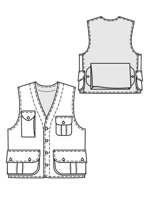 Pola Jaket, Style Sewing Patterns, Fashion Sketch Template, Sewing Patterns Dresses, Fashion Design Drawing, Fashion Design Template, Cargo Vest, Clothing Sketches, Fashion Design Sketchbook