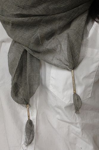 Damir Doma Silk Linen Metal Tipped scarf  oh that detail... Estilo Hippy, Damir Doma, Linen Scarves, Silk Linen, Lightweight Scarf, Linnet, Dandy, Fashion Details, Sewing Inspiration