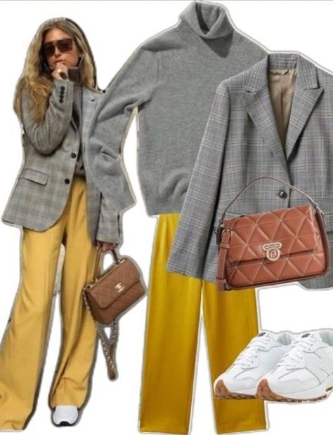 Stylish Spring Outfit, Colour Combinations Fashion, Classy Winter Outfits, Yellow Pants, Casual Outfit Inspiration, Mode Boho, Classy Fashion, Mode Casual, Looks Street Style