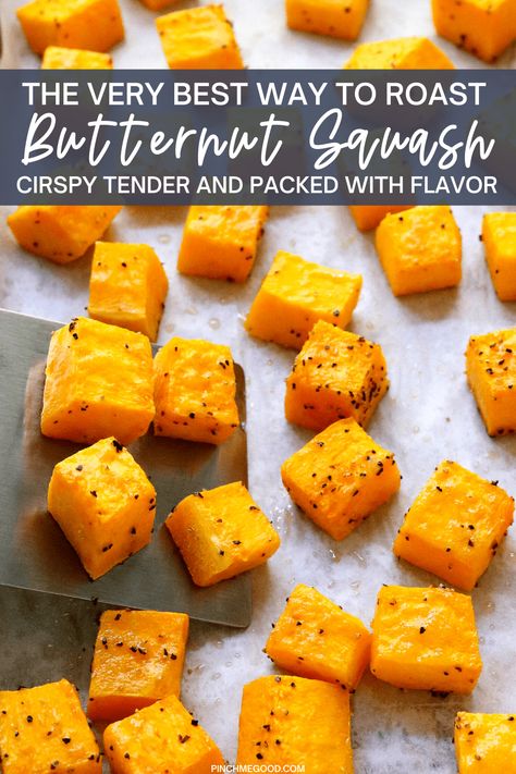 Butternut Squash Oven, Butternut Squash Side Dish, Roasted Butternut Squash Cubes, Oven Roasted Butternut Squash, Healthy Eggplant, Butternut Squash Cubes, Baked Butternut Squash, Butternut Squash Recipes Soup, Healthy Side Dish