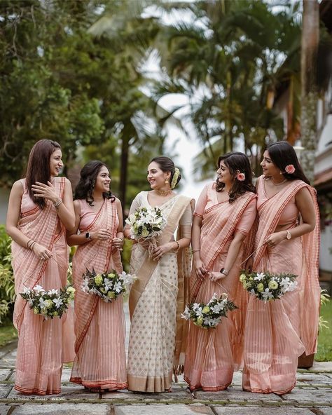 Bridesmaid Saree Color Schemes, South Indian Bridesmaids Outfits, Indian Bridesmaids Saree, Indian Wedding Color Schemes, Bridesmaid Saree Indian, South Indian Bridesmaids, Bridesmaids Indian, Indian Bridesmaids Outfits, Bridal Maid Dress