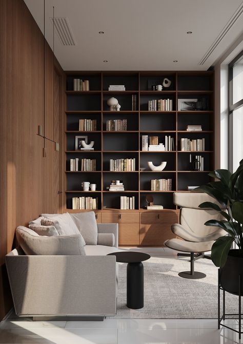 Office Decoration Ideas, Modern Office Interior, Cozy Home Library, Best Home Office, Modern Office Interiors, Interior Office, Home Library Design, Home Office Decoration, Office Home Decor