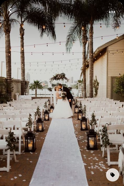 Wedding Aisle Lanterns Indoor, Lantern Wedding Ceremony, Outdoor Ceremony Aisle, Wedding Aisle Decorations Outdoor, Outdoor Wedding Ceremony Aisle, Bank Wedding, Aisle Ideas, Wedding Aisle Outdoor, Beach Wedding Aisles