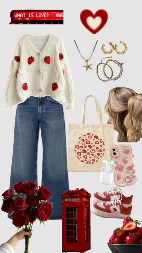 Strawberries are red, blueberries are blue, I’m going to bed and I hope you are too Back To School Clothes List, School Clothes List, Bookish Outfits, Cherry Jubilee, Strawberry Outfit, Character Outfits Ideas, Kawaii Cottagecore, Seasonal Outfits, Character Vibes