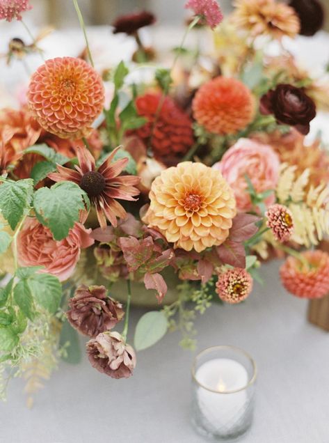 Colorful Rehearsal Dinner, Fall Floral Arrangement, Vintage Goblets, Growing Dahlias, Wedding Of The Year, Cut Flower Garden, Fall Wedding Flowers, September Wedding, Wedding Inspiration Fall