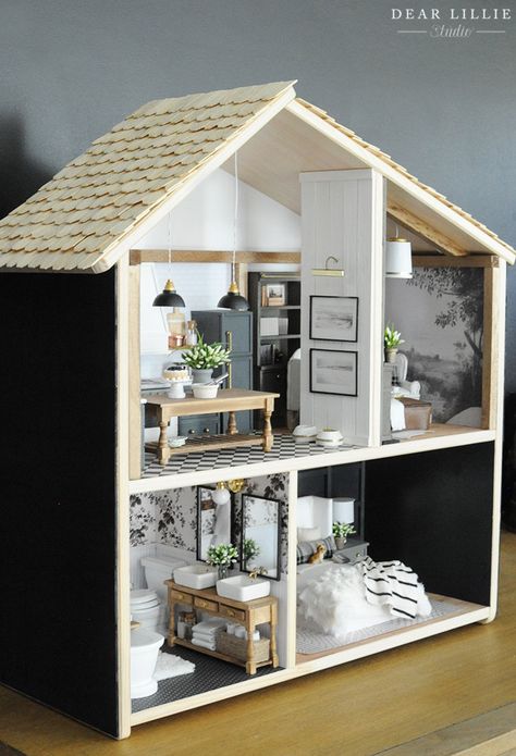 Ikea Flisat Hack, Dollhouse Study, Ikea Dollhouse, Ikea Flisat, Dolly House, Dear Lillie, Dollhouse Bedroom, Mouse House, House Makeover