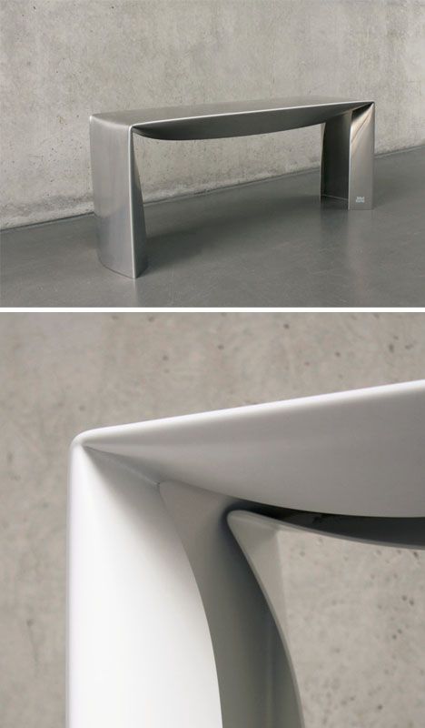 Minimalism Furniture, Sheet Metal Furniture, Aluminium Furniture, Furniture Construction, Contemporary Design Style, Metal Furniture Legs, Bench Chair, Minimal Furniture, Metal Furniture Design