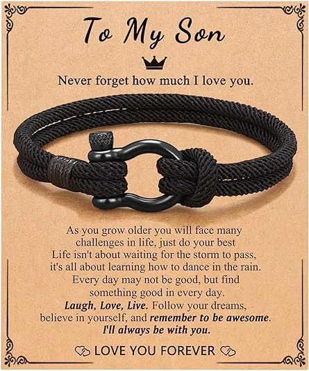 Amazon.com: PINKDODO To My Son Bracelet from Mom Dad, Stocking Stuffers Christmas Gifts for Teens Teenage Teen Boys Gift Ideas 10 11 12 13 16 Cool Birthday Gifts for Guys Adult Son Valentines Gifts Boys Bracelet: Clothing, Shoes & Jewelry To My Son, Braided Rope, Full Of Love, My Son, Leather Bracelet, Buckle, Stainless Steel, Bracelet, Birthday