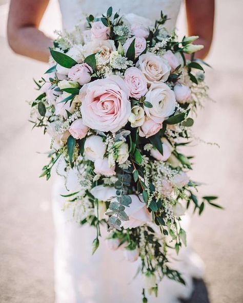 Rustic Spring Wedding, Greenery Wedding Bouquet, Church Wedding Flowers, Cascading Bridal Bouquets, Spring Wedding Bouquets, Cascading Wedding Bouquets, Bridal Bouquet Pink, Spring Wedding Bouquet, Wedding Bouquets Pink