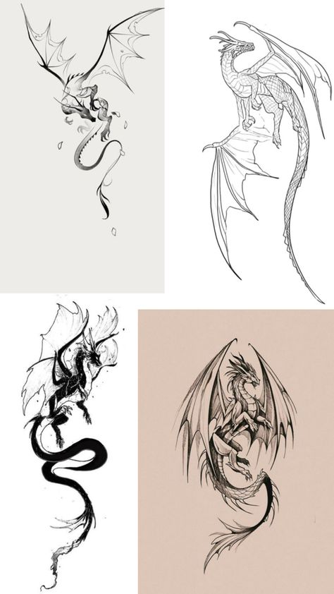 Dragons Mythical Dragon Tattoo, Dragon Tattoo Simple, Dragon Drawings, Bookish Tattoos, Mythical Dragons, Elegant Tattoos, Dragon Drawing, Dragon Tattoo, Simple Tattoos