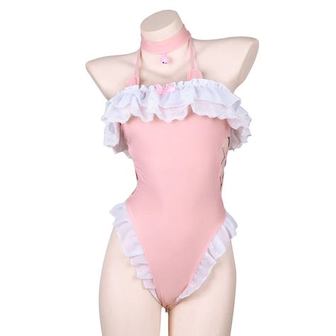 Summer Kawaii Bunny Pink One-Piece Swimsuit. Worldwide free shipping with affordable price only at SYNDROME - Kawaii, Harajuku, and anime inspired apparel. Cute Pink Bathing Suits, Cute Pink Swimsuit, Kawaii Swimsuit, Bunny Onesie, Pink Bathing Suits, Clothes Reference, Kawaii Harajuku, Pink Pajamas, Girls Sleepwear