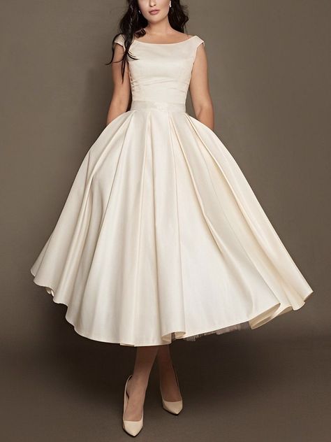 [AffiliateLink] Come To Stylewe To Buy Wedding Guest Dresses At A Discounted Price, Spu: 11Kwe278a27, Color: As Picture, Elasticity:No Elasticity, Dresses Length:Midi. #formalweddingguestdress 50s Style Wedding Dress, Midi Wedding Guest Dress, Wedding Dresses 50s, Midi Wedding Dress, Handmade Wedding Dresses, Reception Gown, Tea Length Wedding, Tea Length Wedding Dress, Etsy Wedding Dress