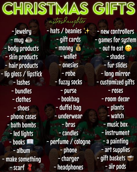 Stuff To Buy For Christmas, What To Get Ur Friends For Christmas, Christmas Gift For Friends Teens, Things I Want For Christmas List, What To Get Your Girl For Christmas, Baddie Christmas Gifts, Christmas List Black Women, What To Get Gf For Birthday, Things To Get For Christmas 2023