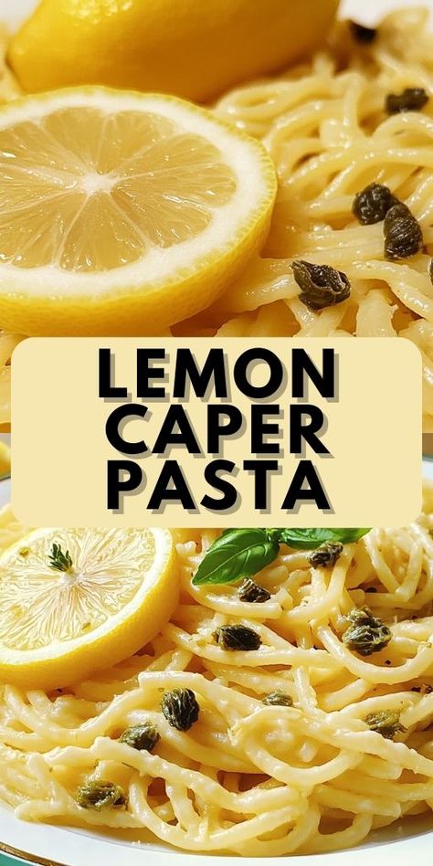 Brighten up your dinner with this Lemon Caper Pasta! 🍋🍝 This recipe combines fresh pasta, tangy lemon, briny capers, and a hint of garlic for a deliciously light yet satisfying meal. Ready in under 20 minutes, it’s the perfect quick meal for busy nights or a cozy weekend treat. Pair with grilled shrimp or chicken for extra protein. Ideal for anyone who loves a zesty, Italian-inspired pasta dish! #LemonPasta #PastaLovers #QuickDinner #ItalianRecipes #EasyMeals #WeeknightRecipes Lemon Caper Pasta, Lemon Garlic Chicken Pasta, Lemon Shrimp Pasta, Capers Recipe, Lemon Garlic Shrimp Pasta, Pasta Fresh, Lemon Chicken Pasta, Lemon Garlic Pasta, Lemon Shrimp