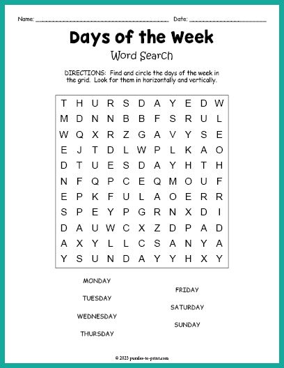 Number Puzzles, Word Puzzles, Days Of The Week, Teacher Classroom, Resource Classroom, English Words, Kids Crafts, Teacher Pay Teachers, Word Search