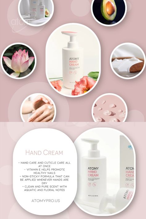 Order this HAND cream by becoming a member at atomypro.us 😊 Note: You need a sponsor to buy atomy products, so applying for membership first is required. Note that it is absolutely free with no monthly fees. LEARN MORE about this product at atomypro.us (under the hand care section) Atomy Products, Korean Beauty Brands, Cuticle Care, Types Of Skin, Cream Nails, Healthy Nails, Hand Care, Purim, Skincare Set