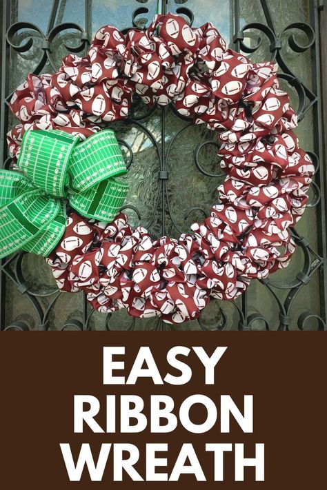 Easy ribbon wreath tutorial that works for any holiday. Decorate the front door easily with themed holiday ribbon for the season Wide Ribbon Crafts Ideas, How To Make A Wreath With Ribbon, Ribbon Wreaths Diy, How To Make A Ribbon Wreath, How To Make A Wreath Step By Step, Easy Ribbon Wreath, Diy Christmas Ribbon Wreath, Wire Ribbon Wreath, Ribbon Wreath Tutorial