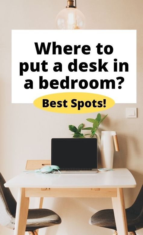 room decor, desk ideas, desk placement tips, bedroom decor hacks Bedroom Desk Layout, Home Office For Him, Desk In A Bedroom, Desk Layout Ideas, Office For Him, Bedroom Layouts For Small Rooms, Small Desk Area, Small Bedroom Desk, Small Bedroom Office