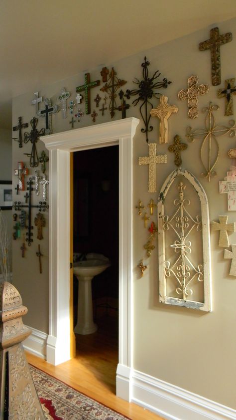 Wall of crosses - http://www.lafuente.com/Mexican-Decor/Handmade-Crosses/ Wall Of Crosses, Handmade Crosses, Mexican Style Decor, Cross Decor, Rugged Cross, Cross Wall, Mexican Home, Cross Wall Decor, Southwest Decor