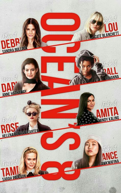 Oceans 8 Poster, Ocean 8 Movie, Ocean's Eight, Oceans Eight, Oceans 8, Iconic Movie Posters, Helena Bonham, Helena Bonham Carter, The Holy Trinity