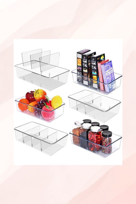 Food Organization, Tidy House, Snack Organizer, Clear Bins, Food Storage Organization, Pantry Organizers, Organizer Bins, College Planning, Refrigerator Storage